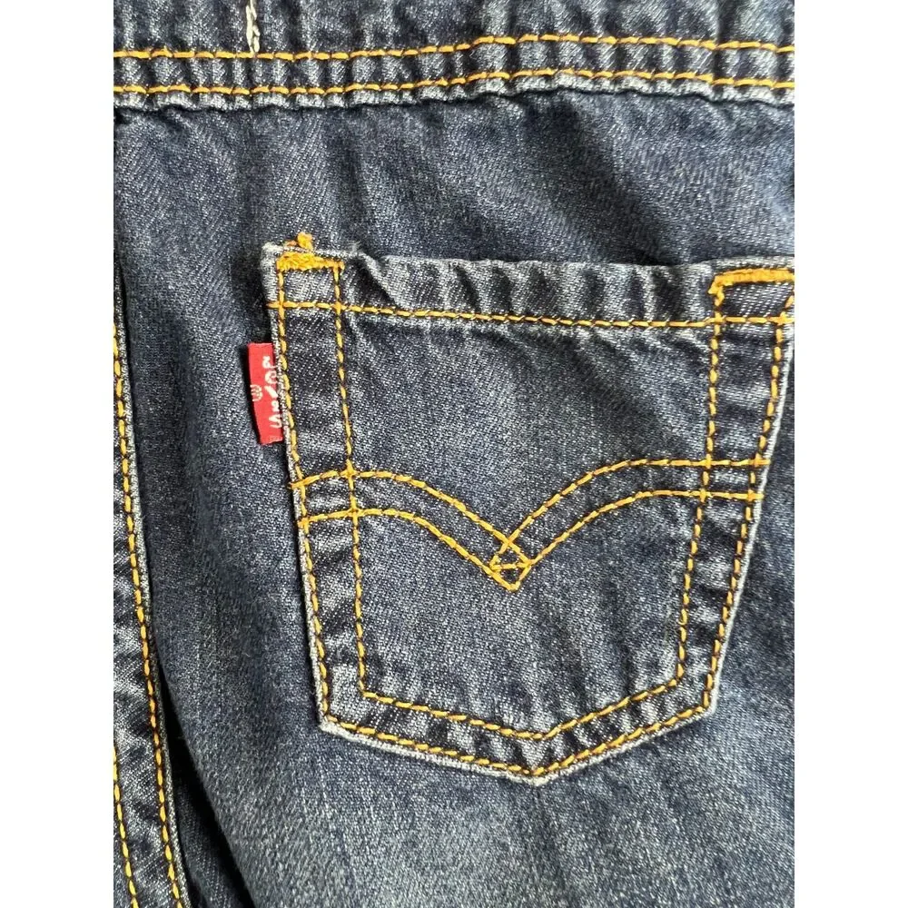 Levi's Baby Denim Overalls Shorts Dark Wash 100% Cotton Size 12 Months